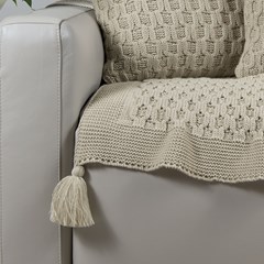 MANTA TRICOT BOSSA COM TASSEL NATURAL 0,90 m x 1,80 m
