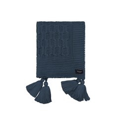 MANTA TRICOT BOSSA COM TASSEL AZUL PROFUNDO 0,90 m x 1,80 m
