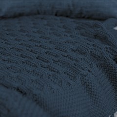 MANTA TRICOT BOSSA COM TASSEL AZUL PROFUNDO 0,90 m x 1,80 m