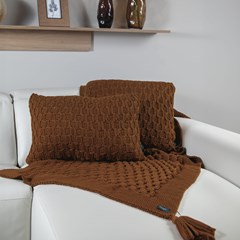 MANTA TRICOT BOSSA COM TASSEL TERRACOTA 0,90 m x 1,80 m