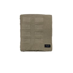 MANTA TRICOT QUADRIS BEGE CAMELO 0,90 m x 1,80 m.