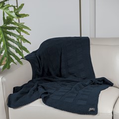 MANTA TRICOT QUADRIS AZUL PROFUNDO 0,90 m x 1,80 m.