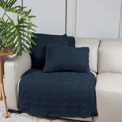 MANTA TRICOT QUADRIS AZUL PROFUNDO 0,90 m x 1,80 m.