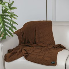 MANTA TRICOT QUADRIS TERRACOTA 0,90 m x 1,80 m.