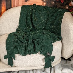 MANTA TRICOT TRESSE COM LACOS VERDE COM LUREX 0,90 m x 1,80 m