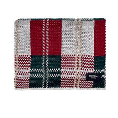 MANTA TRICOT XADREZ BORDO COM VERDE 0,90 m x 1,80 m.