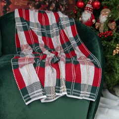 MANTA TRICOT XADREZ BORDO COM VERDE 0,90 m x 1,80 m.