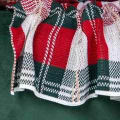 MANTA TRICOT XADREZ BORDO COM VERDE 0,90 m x 1,80 m.