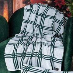 MANTA TRICOT XADREZ VERDE E OFF WHITE 0,90 m x 1,80 m