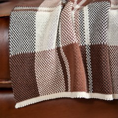 MANTA TRICOT XADREZ TONS TERROSOS 0,90 m x 1,80 m