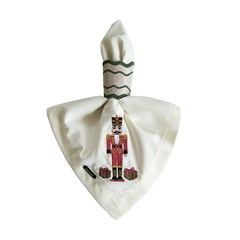 GUARDANAPO NATALINO 169 QUEBRA NOZES COM PORTA VERDE BORDADO 43 cm x 43 cm