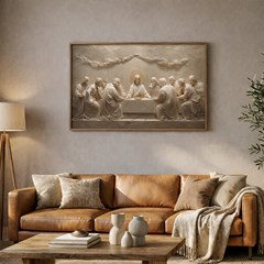 QUADRO RELIGIOSO 012 SANTA CEIA MARMORE S/V 60 cm x 90 cm