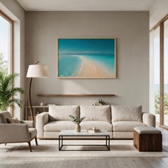 QUADRO LUGARES 027 HORIZONTE AZUL S/V 90 cm x 60 cm