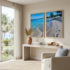 QUADRO LUGARES 030 PEGADAS MAR DUPLA S/V 50 cm x 70 cm