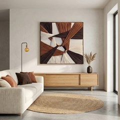 QUADRO TENSIONADO DESCONEXO ABST TERRA 029 C/ MOLDURA 90 cm x 90 cm