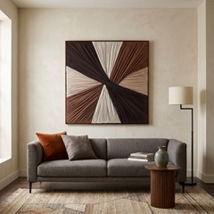 QUADRO TENSIONADO PRYSMA ABST TERRA 030 C/ MOLDURA 90 cm x 90 cm