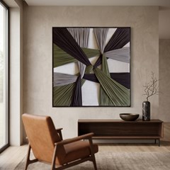QUADRO TENSIONADO DESCONEXO ABST MUSGO 031 C/ MOLDURA 90 cm x 90 cm