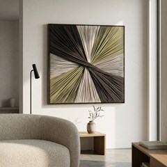 QUADRO TENSIONADO PRYSMA ABST MUSGO 032 C/ MOLDURA 90 cm x 90 cm