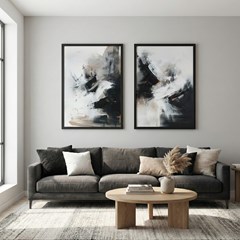 QUADRO ABSTRATO 033 PINTURA DUPLA S/V 60 cm x 90 cm