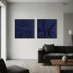 QUADRO TENSIONADO PRYSMA ABST MARINHO 036 C/ MOLDURA 60 cm x 60 cm