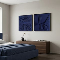 QUADRO TENSIONADO DESCONEXO ABST MARINHO 037 C/ MOLDURA 60 cm x 60 cm