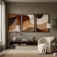 QUADRO ABSTRATO 044 TABACO TRIO S/V 60 cm x 90 cm