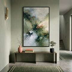 QUADRO TELA ABSTRATO 056 VERDE C/ MOLDURA 80 cm x 120 cm