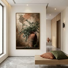QUADRO TELA ABSTRATO 057 VASO C/ MOLDURA 80 cm x 120 cm