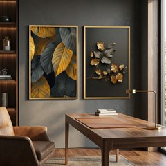 QUADRO FOLHAS 011 OUTONO DOURADO DUPLA S/V 60 cm x 90 cm