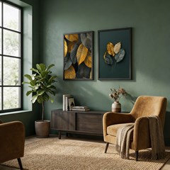 QUADRO FOLHAS 012 DOURADO DUPLA S/V 50 cm x 70 cm
