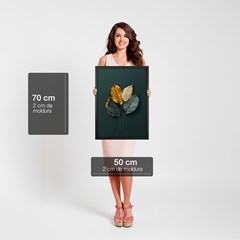 QUADRO FOLHAS 012 DOURADO DUPLA S/V 50 cm x 70 cm