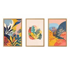 QUADRO FOLHAS 016 TROPICAL TRIO S/V 40 cm x 60 cm