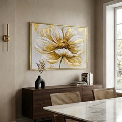 QUADRO FLORAL 006 FLOR DOURADA S/V 90 cm x 60 cm