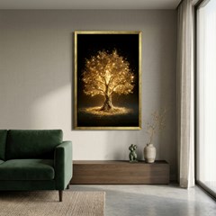 QUADRO FLORAL 007 ARVORE DOURADA S/V 60 cm x 90 cm