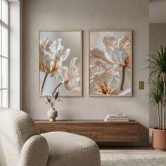QUADRO FLORAL 008 NUDE DUPLA S/V 60 cm x 90 cm