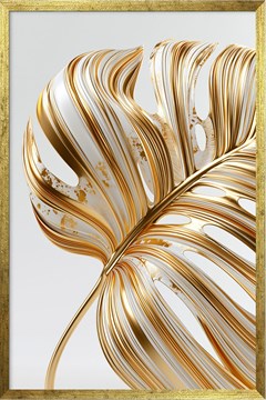 QUADRO FLORAL 010 COSTELA DE ADAO DOURADO DUPLA S/V 60 cm x 90 cm