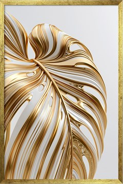 QUADRO FLORAL 010 COSTELA DE ADAO DOURADO DUPLA S/V 60 cm x 90 cm