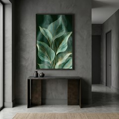 QUADRO TELA FLORAL 013 VERDE PRETO C/ MOLDURA 80 cm x 120 cm