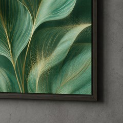 QUADRO TELA FLORAL 013 VERDE PRETO C/ MOLDURA 80 cm x 120 cm