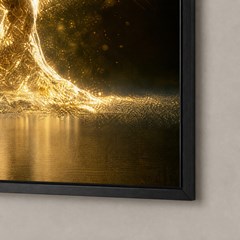 QUADRO TELA FLORAL 014 DOURADO PRETO C/ MOLDURA 80 cm x 120 cm