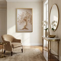QUADRO 3D 025 ARVORE DOURADA S/V 60 cm x 90 cm