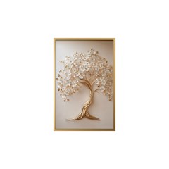 QUADRO 3D 025 ARVORE DOURADA S/V 60 cm x 90 cm