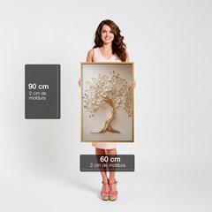 QUADRO 3D 025 ARVORE DOURADA S/V 60 cm x 90 cm