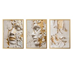 QUADRO 3D 026 FIGURATIVO DOURADA TRIO S/V 50 cm x 70 cm
