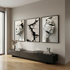 QUADRO 3D 027 FIGURATIVO PB TRIO S/V 50 cm x 70 cm