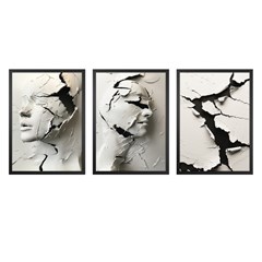 QUADRO 3D 027 FIGURATIVO PB TRIO S/V 50 cm x 70 cm