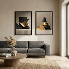 QUADRO 3D 028 FORMAS GEO DUPLA S/V 50 cm x 70 cm