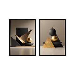QUADRO 3D 028 FORMAS GEO DUPLA S/V 50 cm x 70 cm