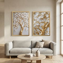 QUADRO 3D 029 ARVORE DOURADA DUPLA S/V 50 cm x 70 cm