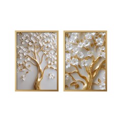 QUADRO 3D 029 ARVORE DOURADA DUPLA S/V 50 cm x 70 cm